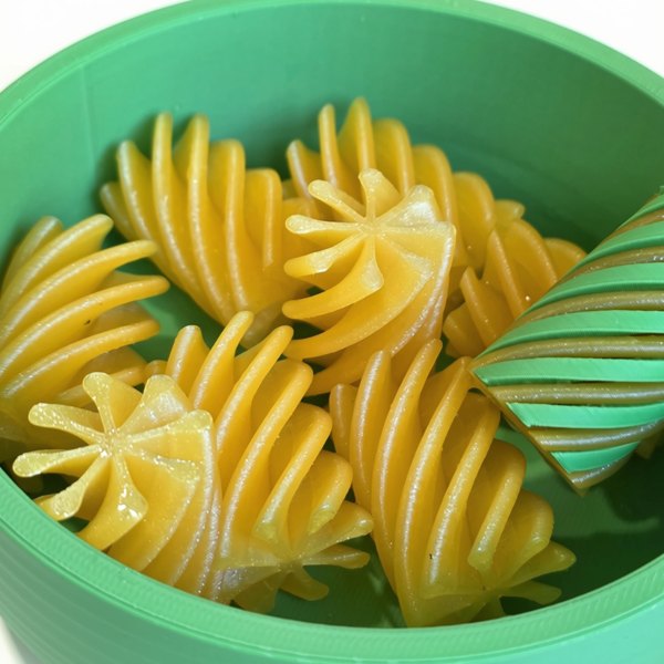 Bowl and fork with glitter pasta